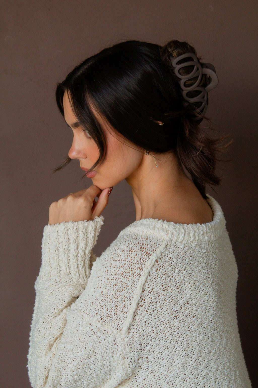 Tan Matte Looped Claw Clip