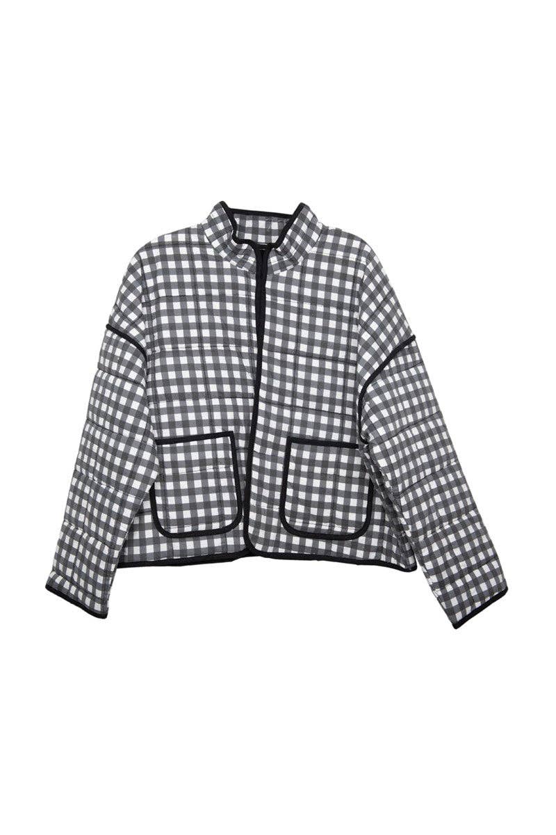 Black & White Checkered Quilted Jacket