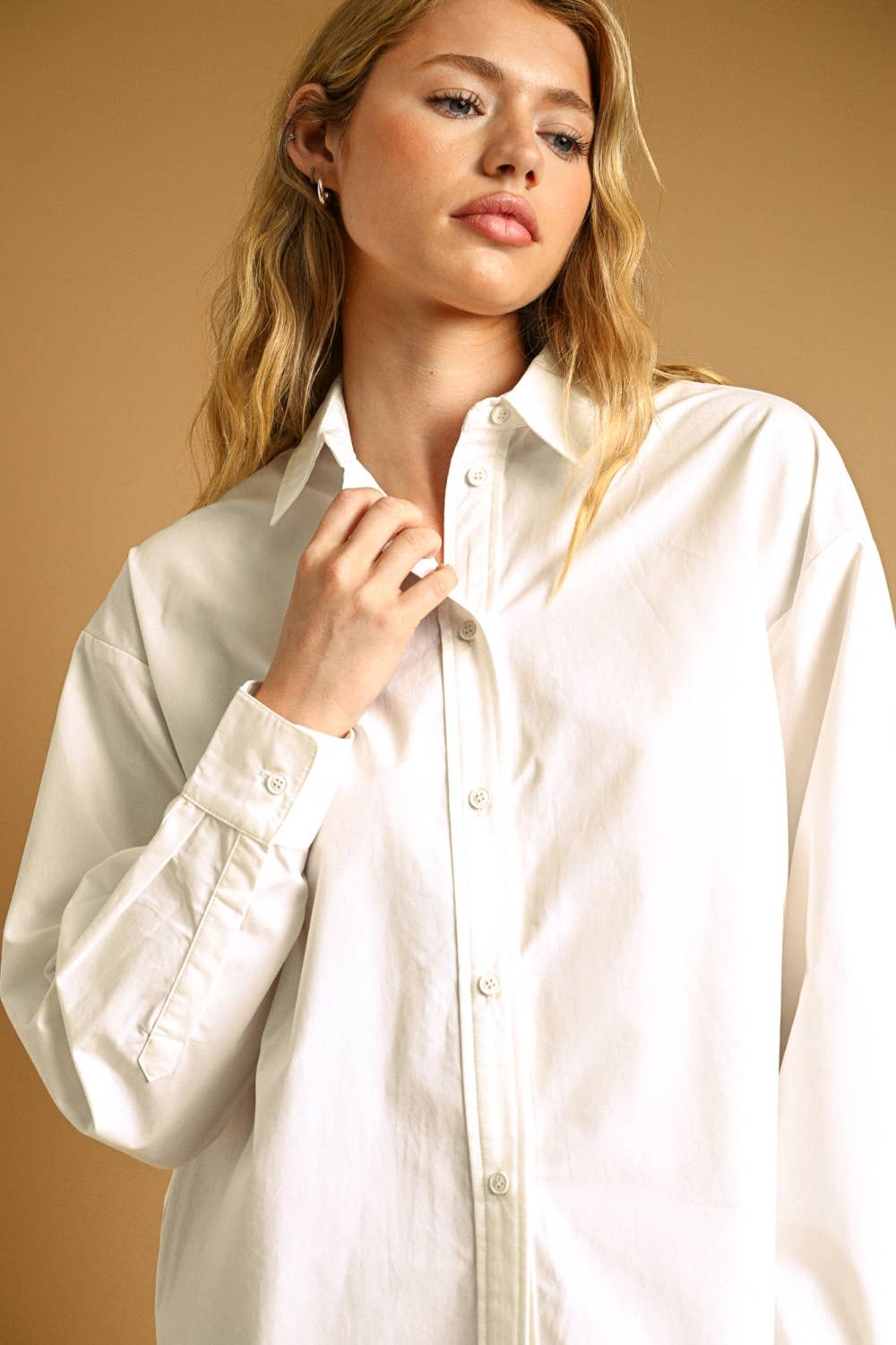 White Long Sleeve Button-down Shirt