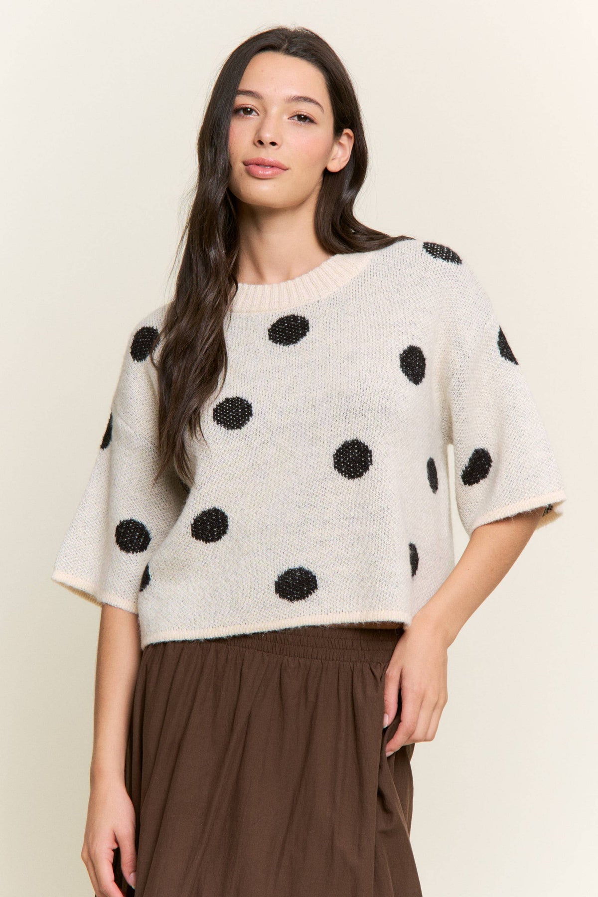 Ivory & Black Polka Dot Knit Sweater