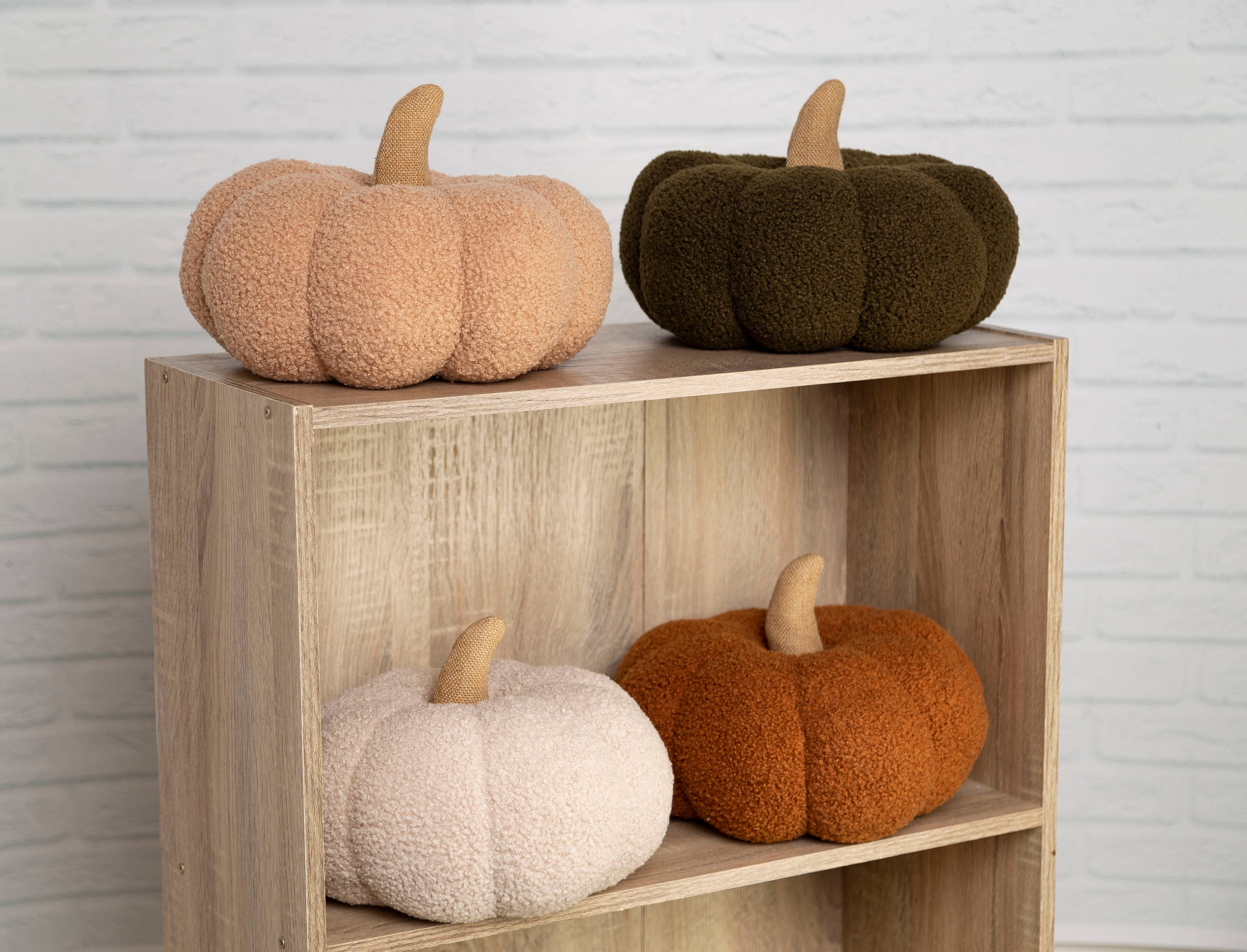 Beige Sherpa Pumpkin Pillow