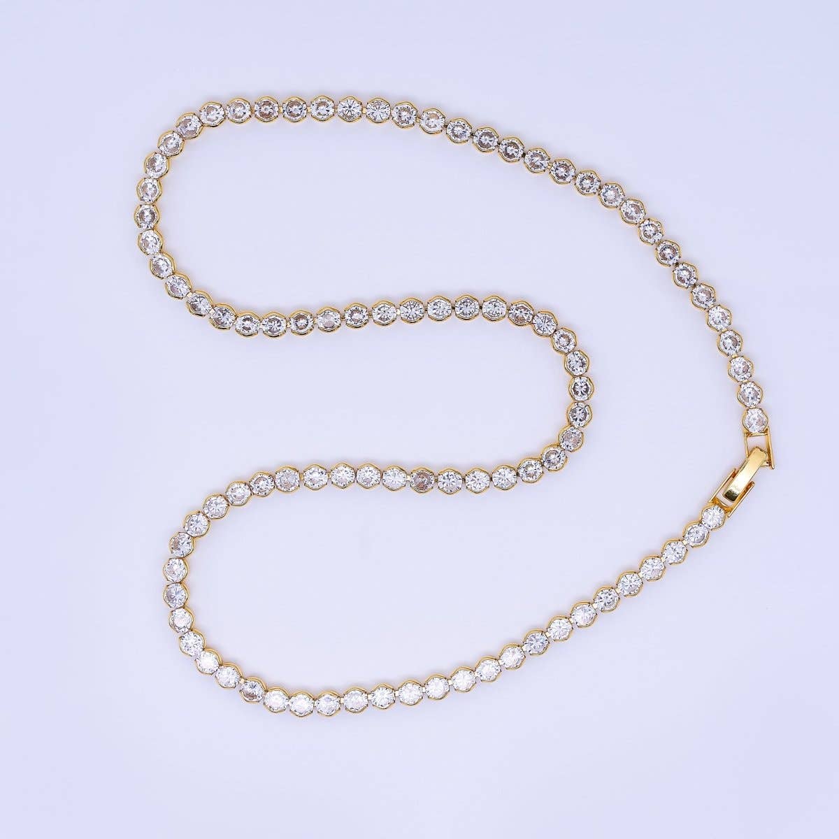 Clear CZ Bezel Tennis Necklace