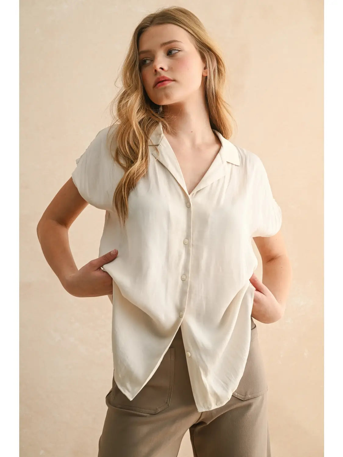 Cream Button Down Top