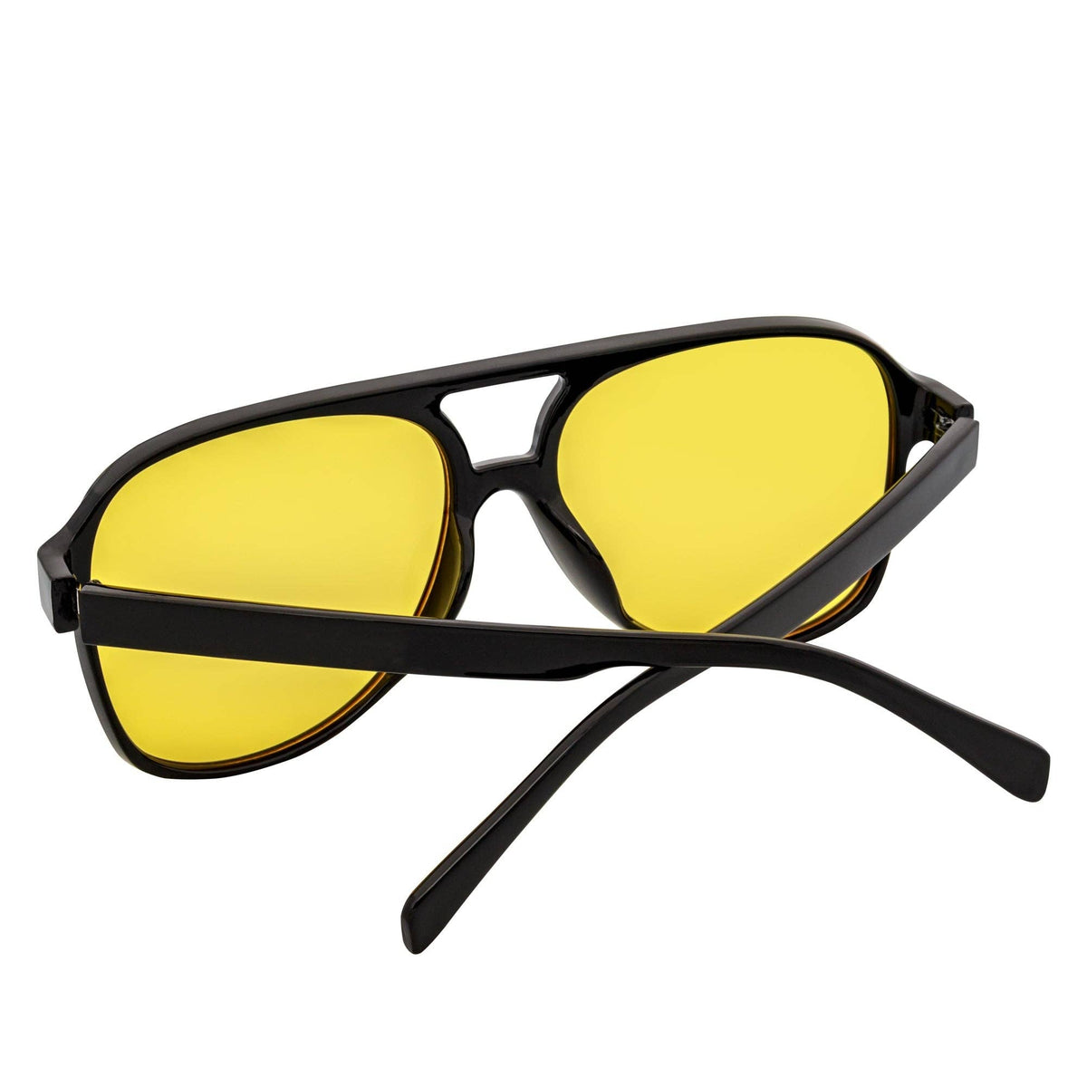 Black Yellow Large Flat Top Aviator Sunglasse