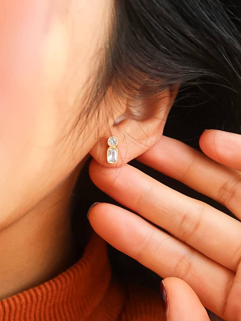 Yellow Gold Zaid 18K Gold Non-Tarnish Mini CZ Stud