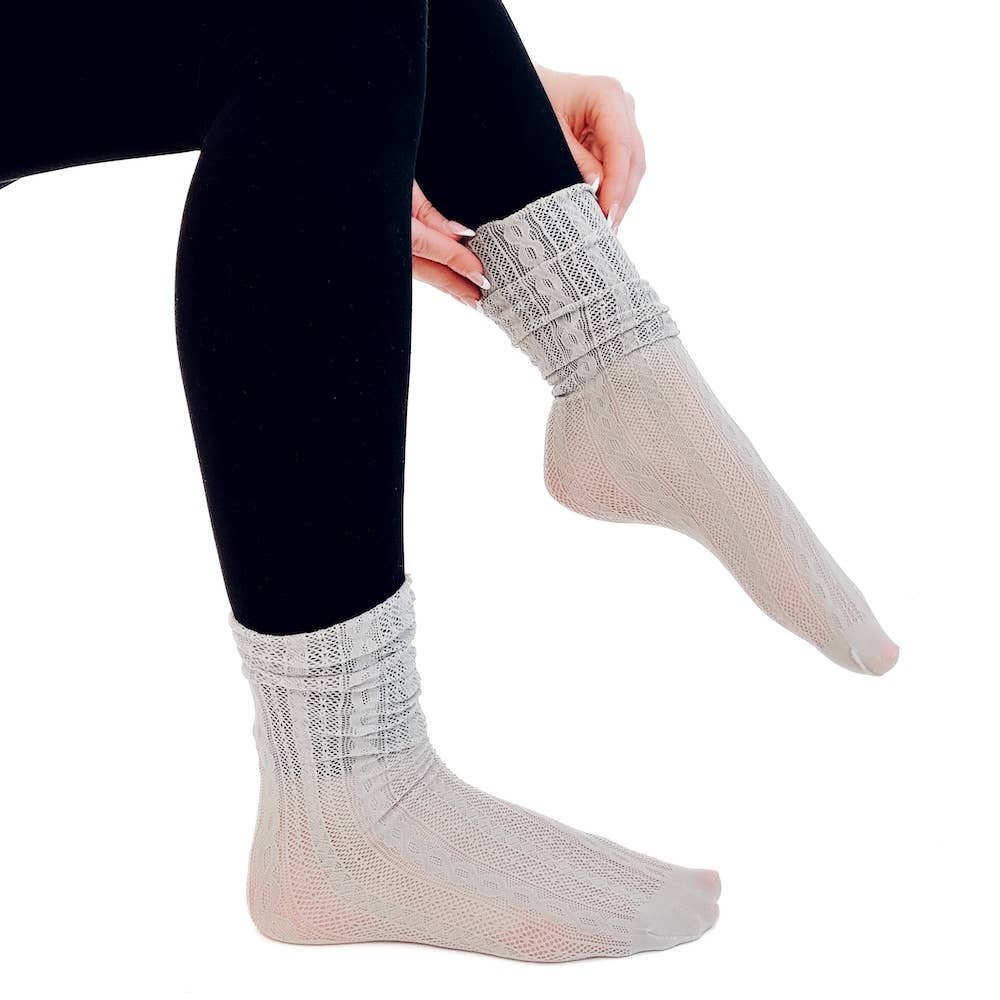 Cream Scrunch Lace Socks