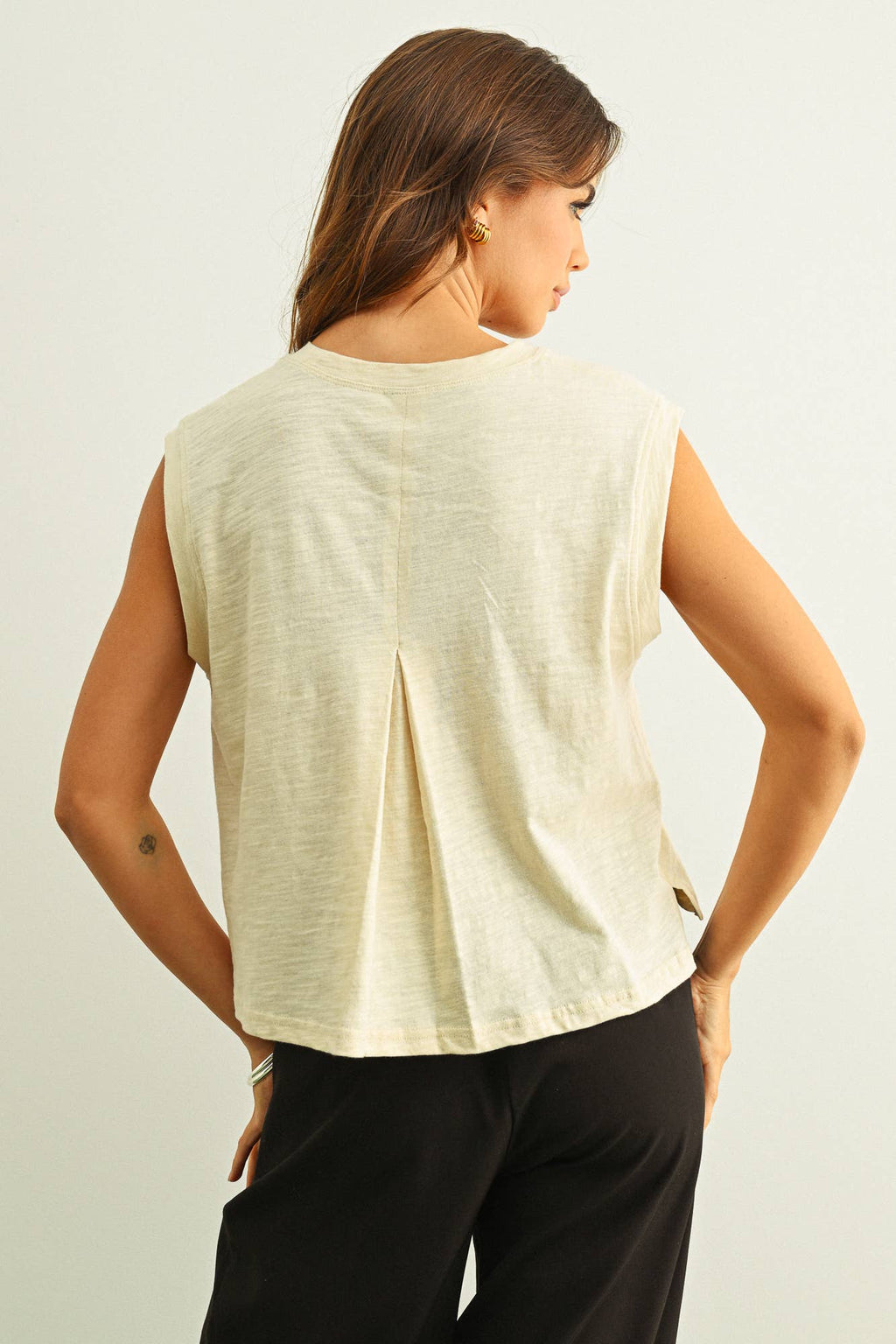 Ecru Round Neck Top