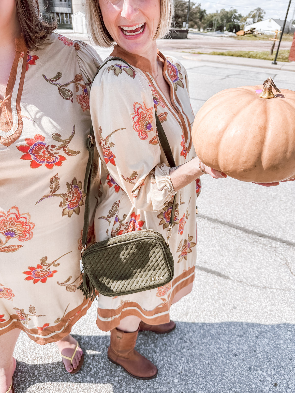 Olive Woven Willow Camera Crossbody