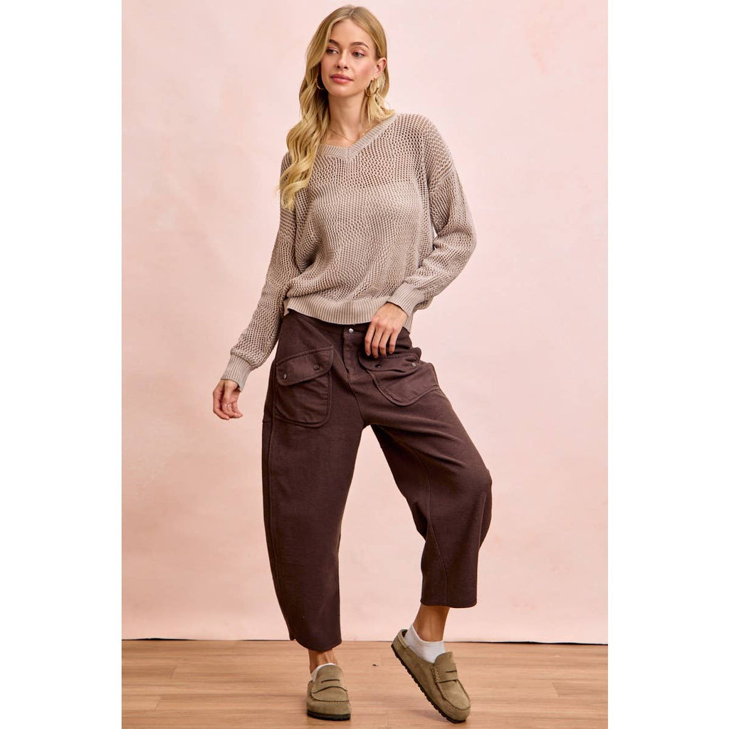 Vintage Mocha Washed Terry Pant