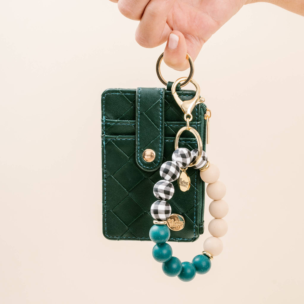 Woven Dark Green Keychain Wallet