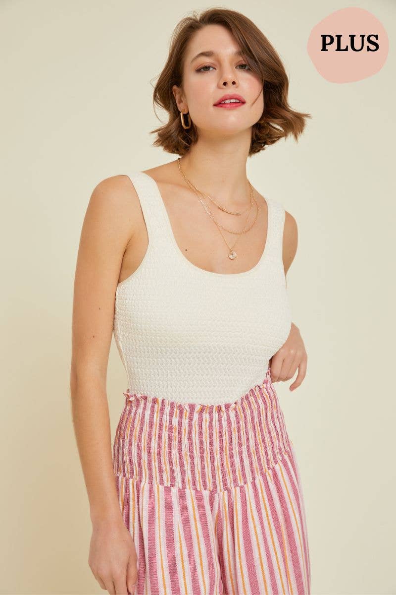 Plus White Textured Knit Bodysuit