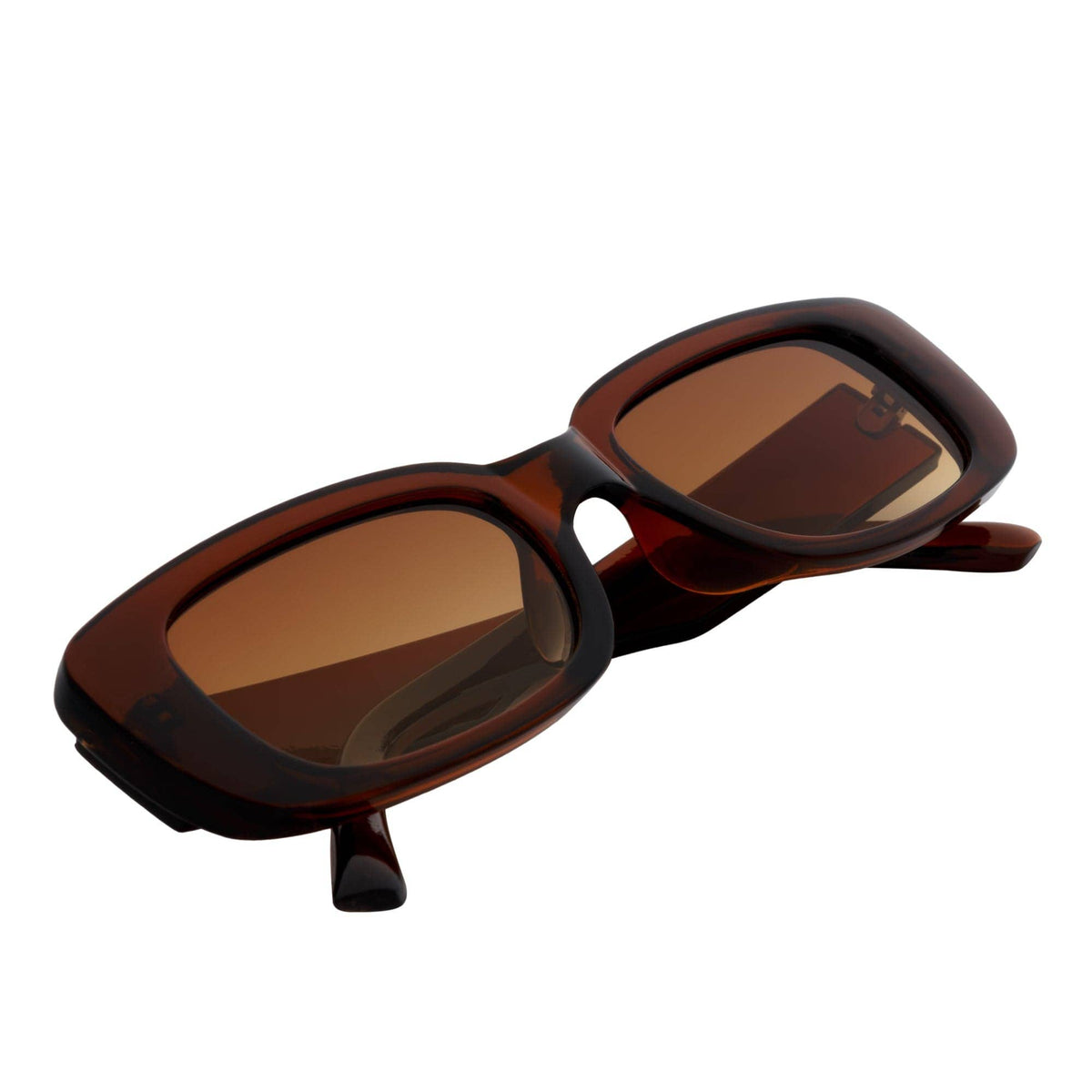 Clear Brown Amber Fade Small Rectangle Sunglasses