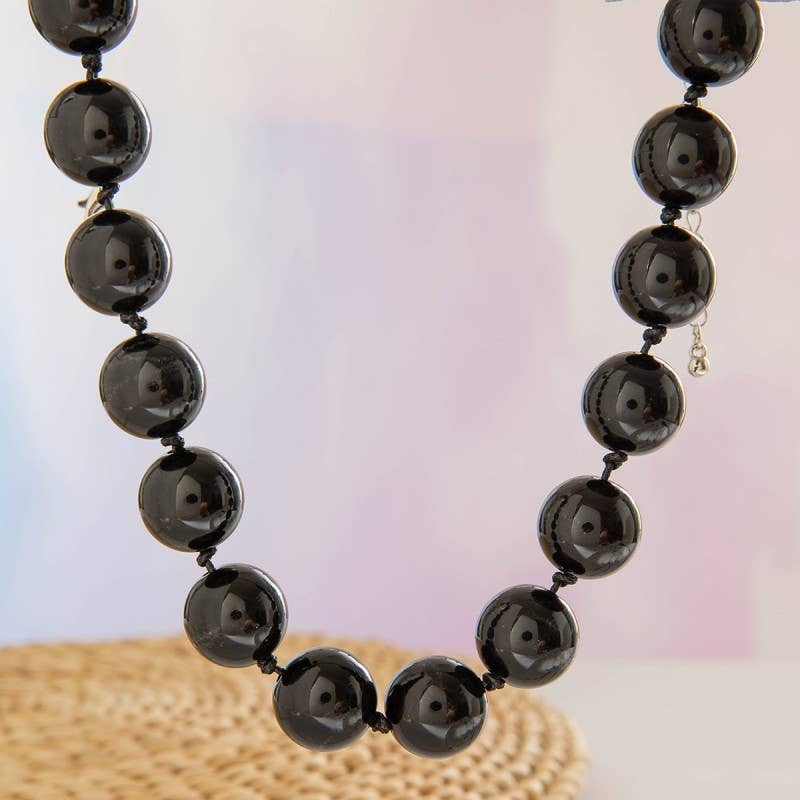 Black Boho Chunky Colorful Beaded Statement Necklace
