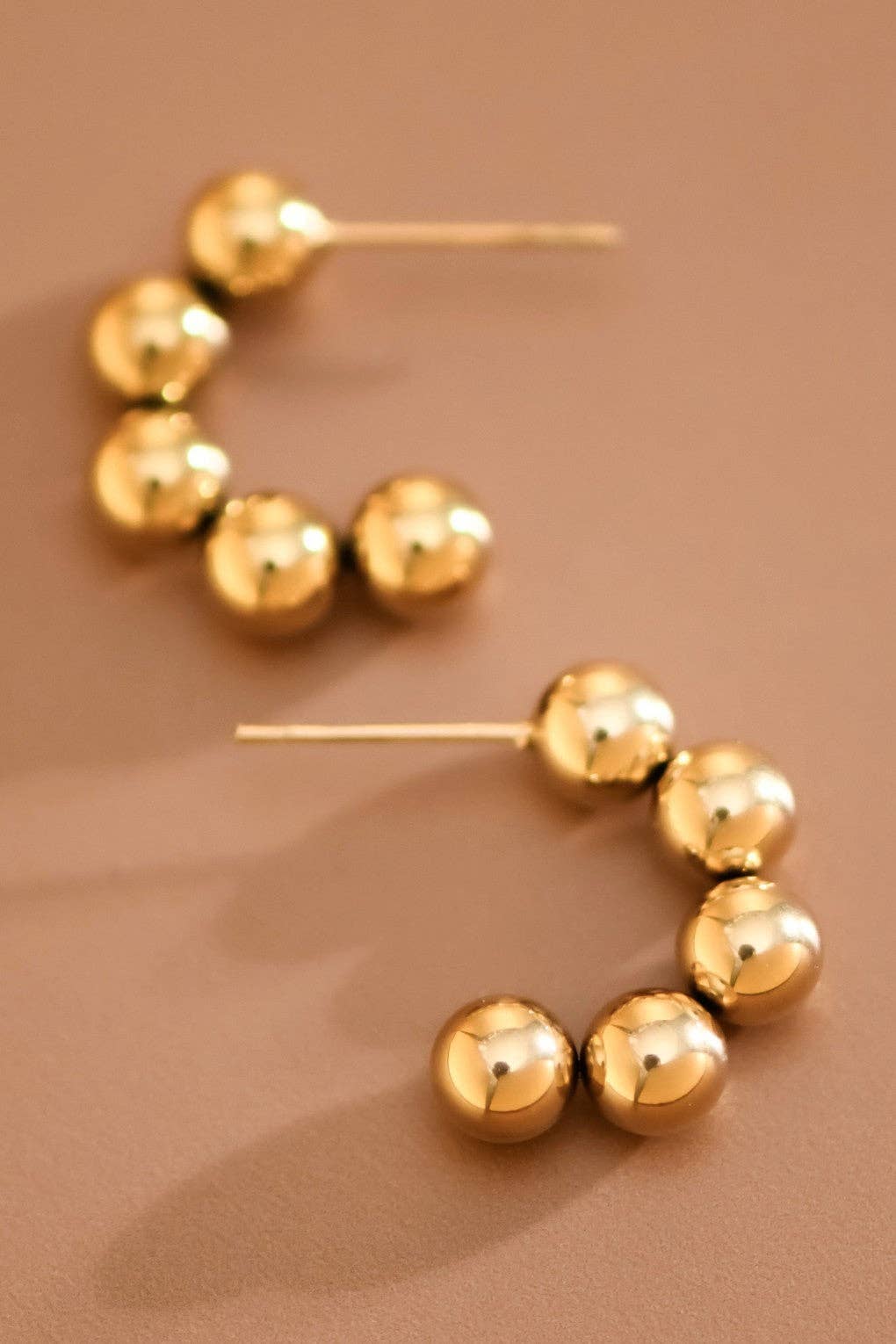 Gold Ball Stainless Steel Hoop Earrings