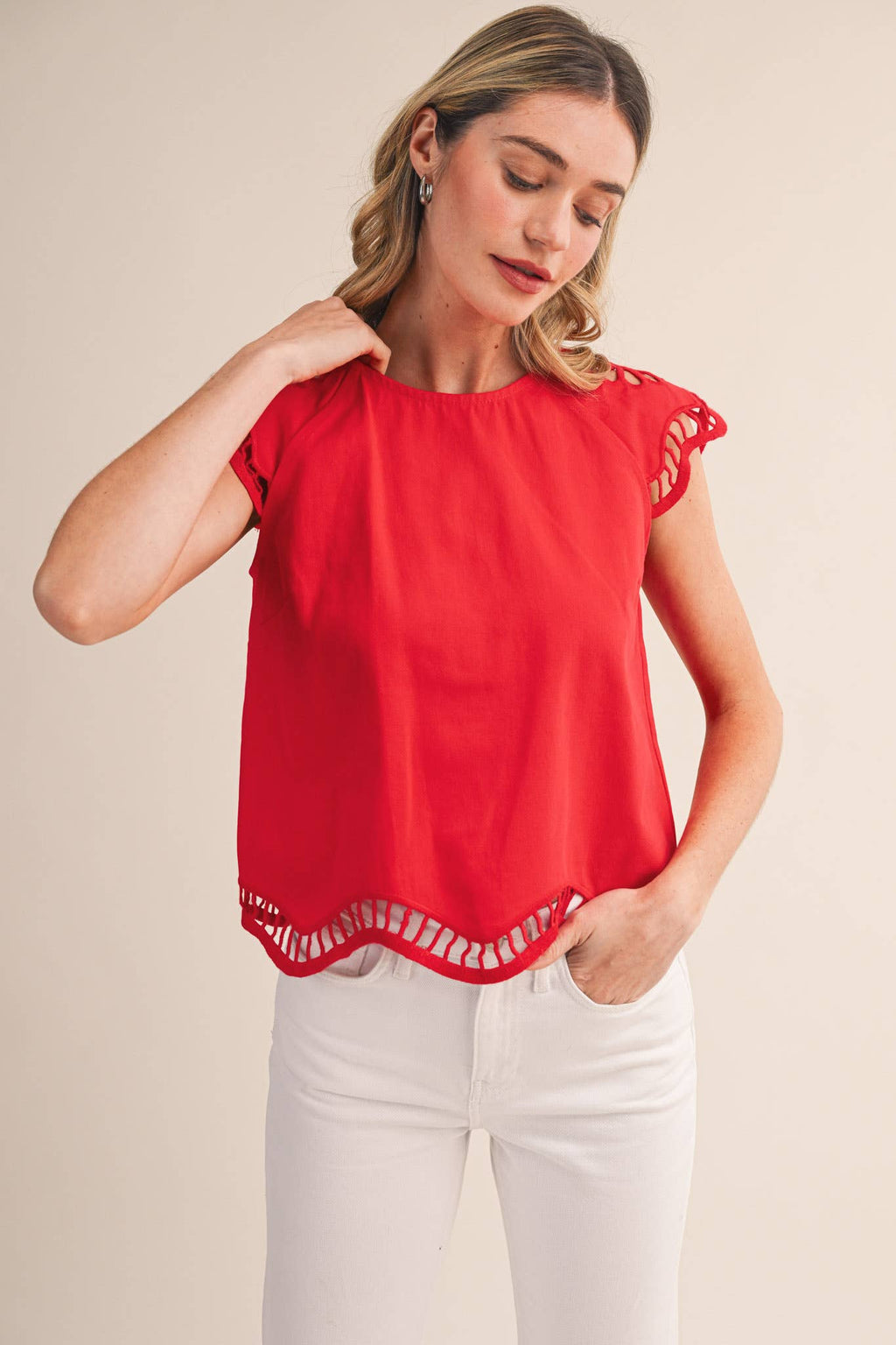 Tomato Red Cut Out Top