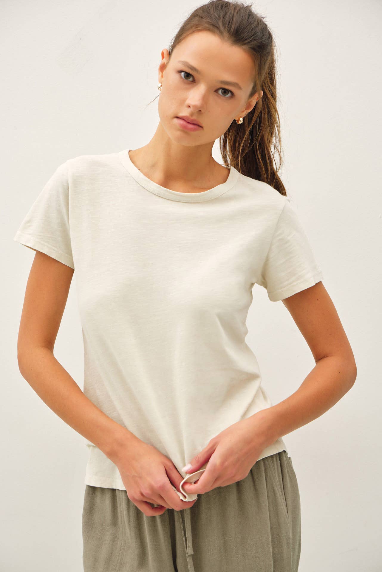 Stone Cotton Slub Tee