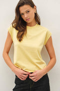 Dusty Yellow Cap Sleeve Crew Neck