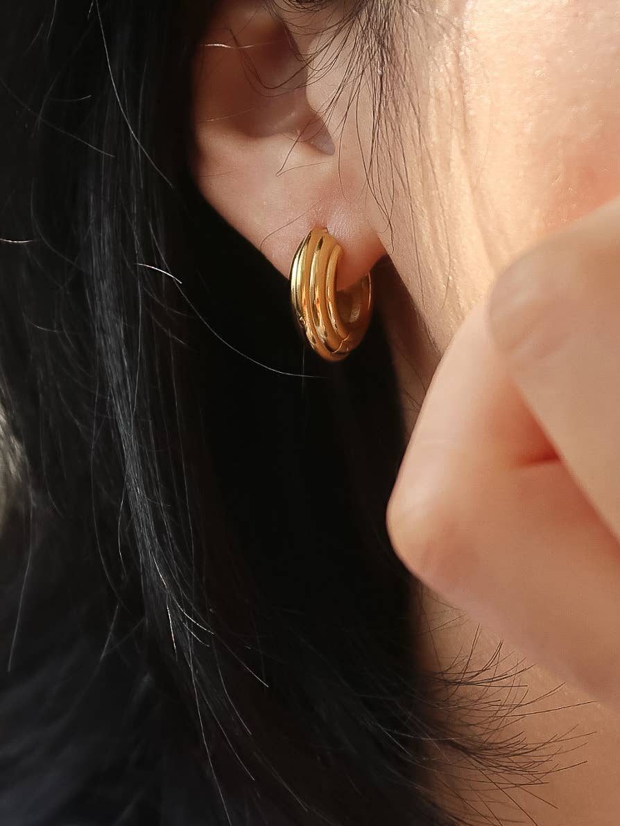 Yellow Gold Juliette 18K Gold Non-Tarnish Chunky Hoop Earrings