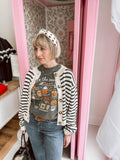 Black & White Striped Button Front Cardigan