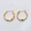 Gold Cube Bead Latch Hoop Earrings