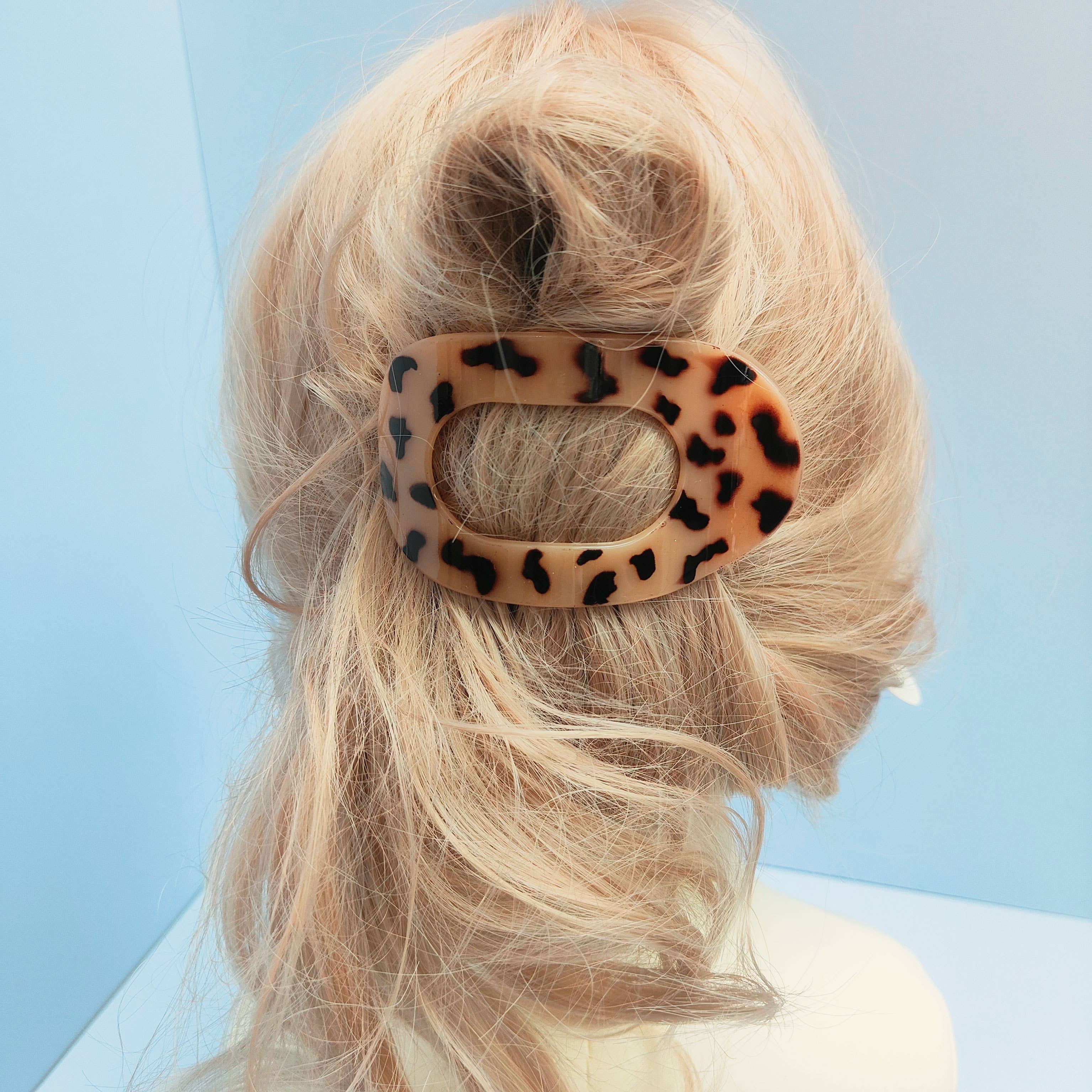 Leopard Oval Flat Hair Clip for Women