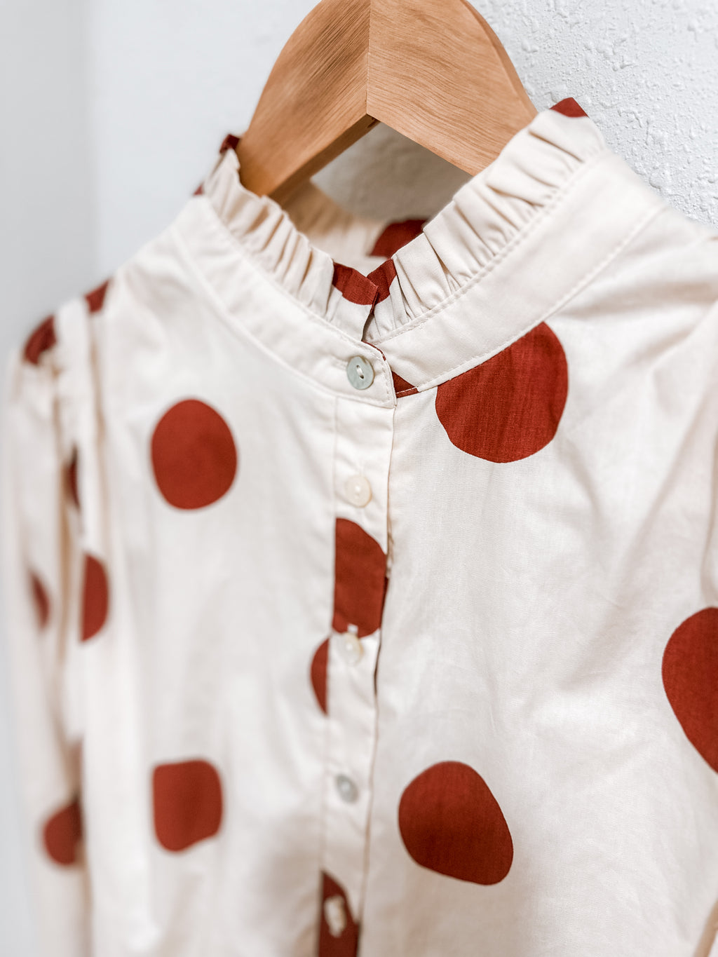 Cherry Wood Polka Dot Poplin Shirt