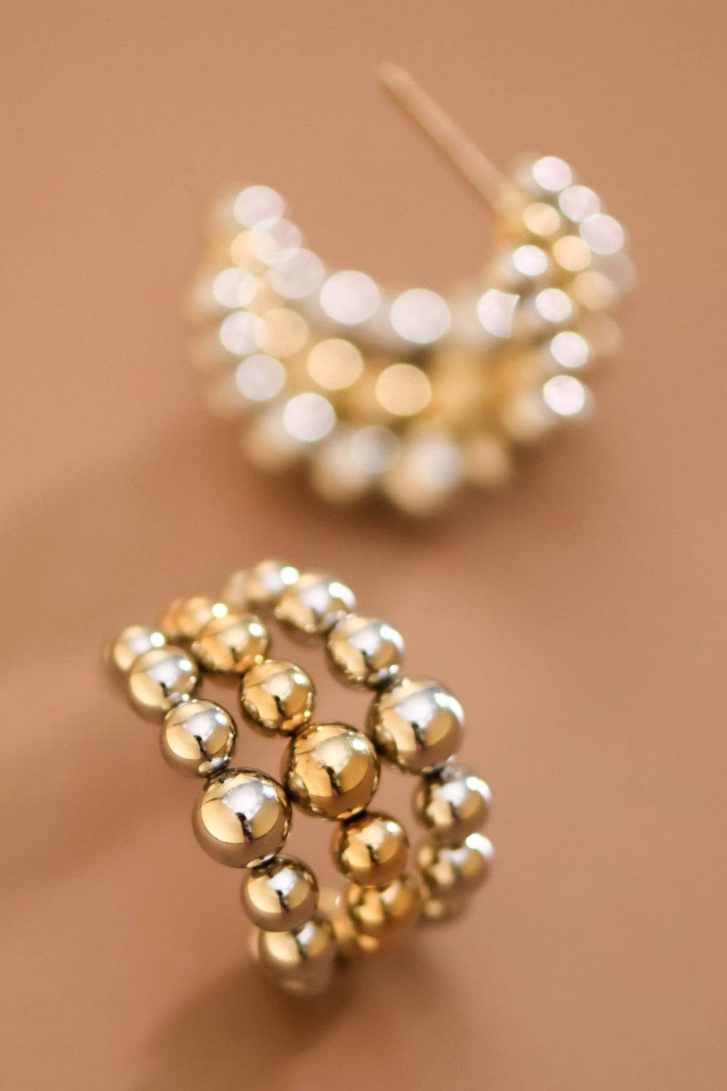 Gold Two Tone Stainless Steel Hoop Earrings