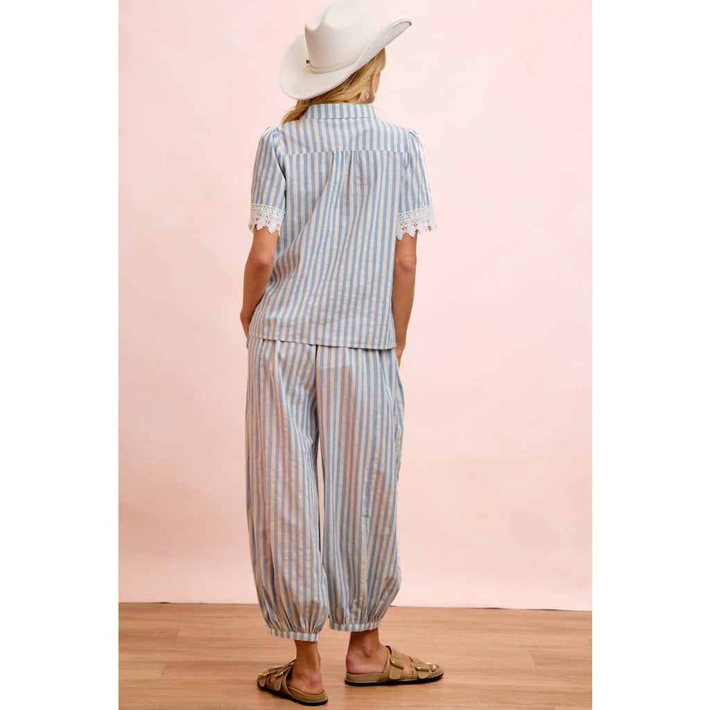 Light Blue Stripes Balloon Pants