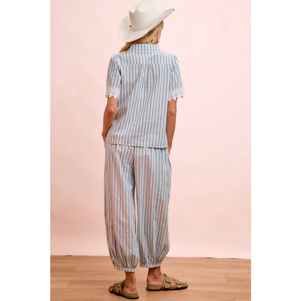 Light Blue Stripes Balloon Pants