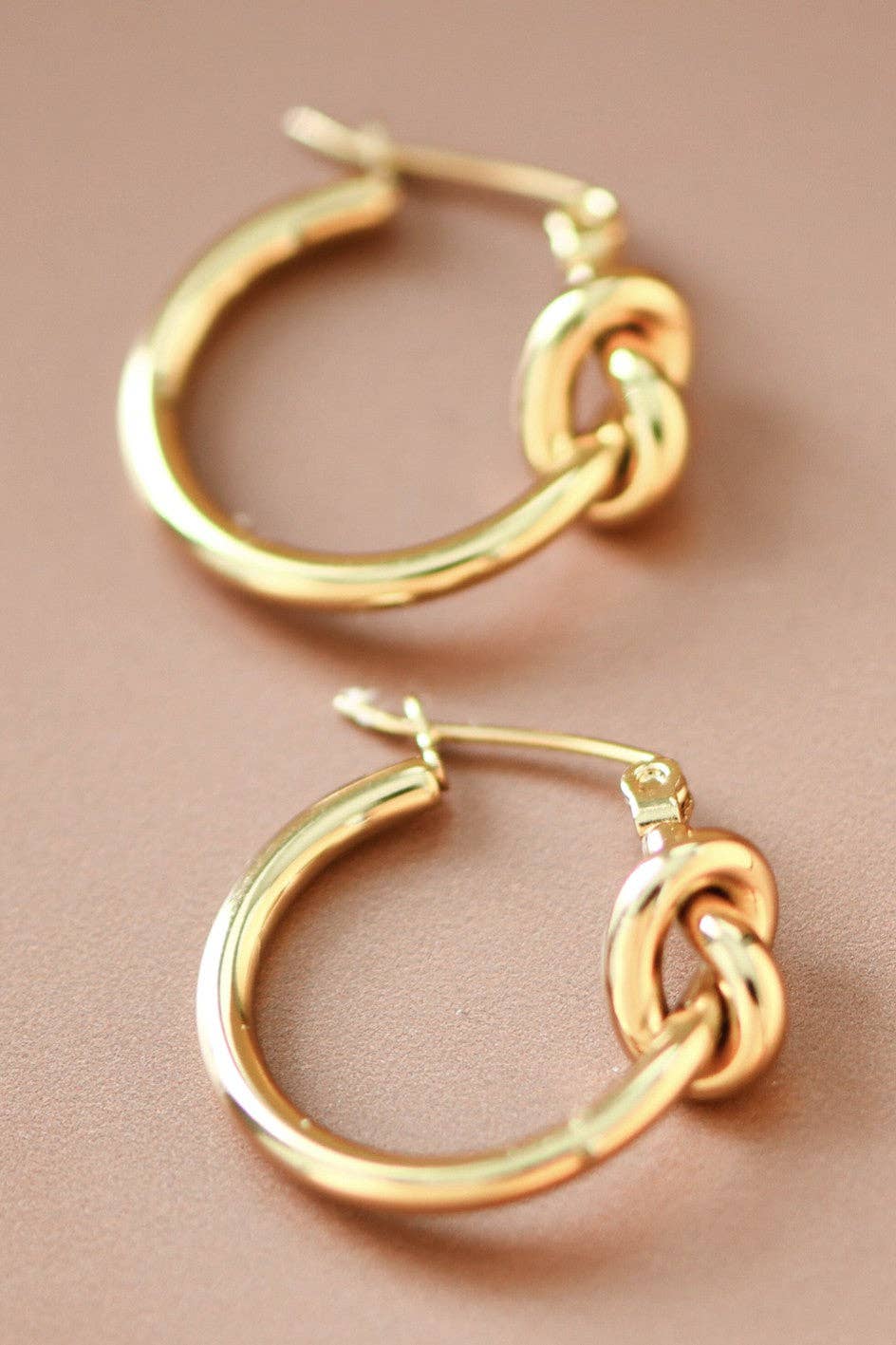 Gold Knot Stainless Steel Hoop Earrings
