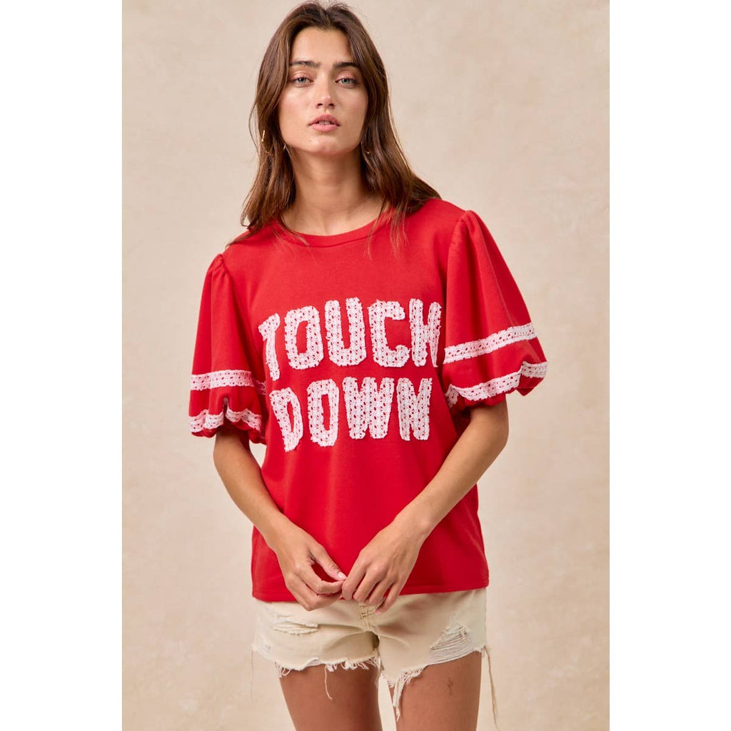 Red Touch Down Patchwork Top