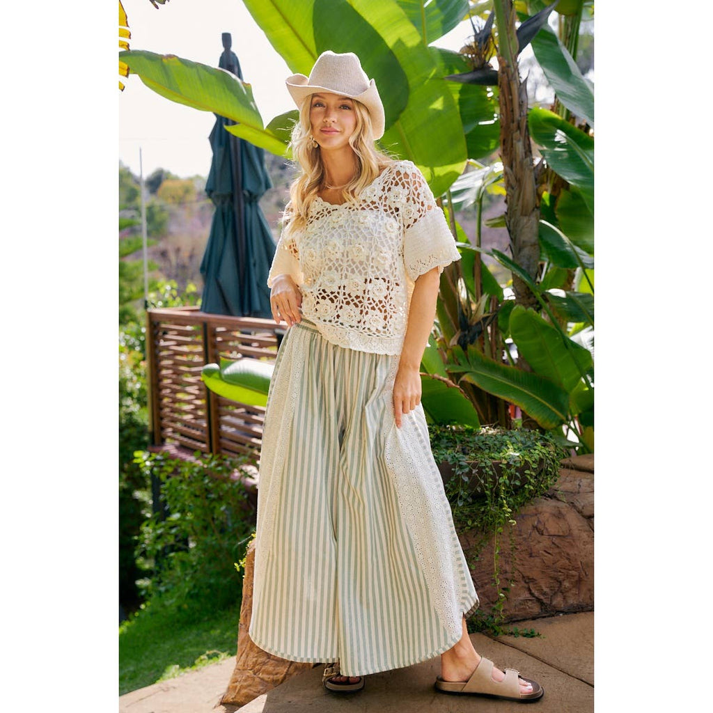Black Floral Eyelet Pant