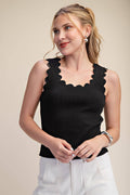 Black Scallop Wave Sleeveless