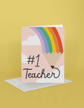 Rainbow Pencil Teacher Appreciation Greeting Card