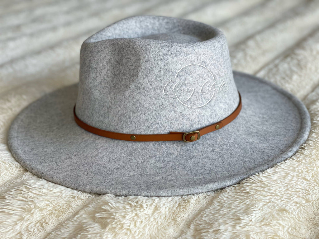 Grey Wool Blend Wide Brim Western Hat