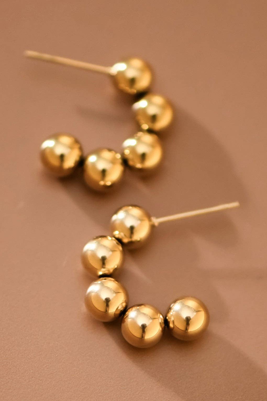 Gold Ball Stainless Steel Hoop Earrings