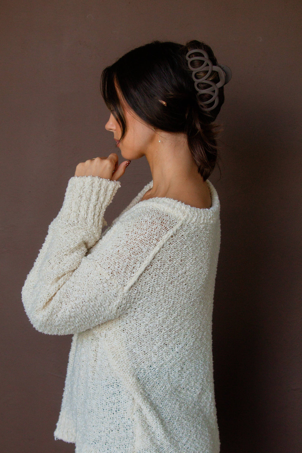 Tan Matte Looped Claw Clip