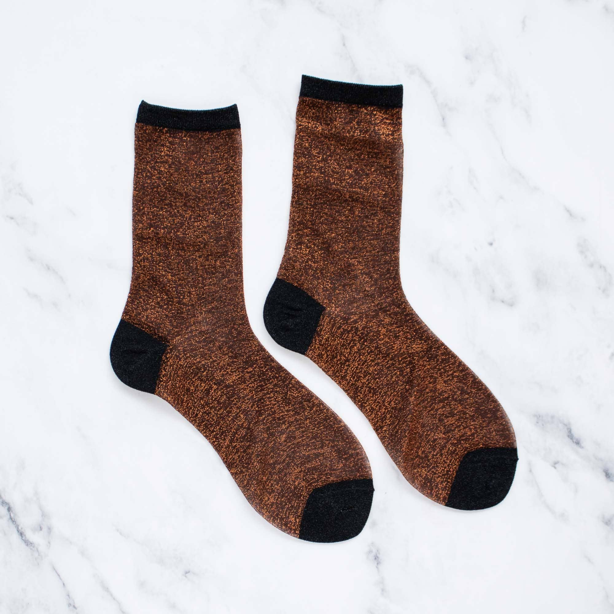 Rust & Black Women's Two Tone Glitters Socks