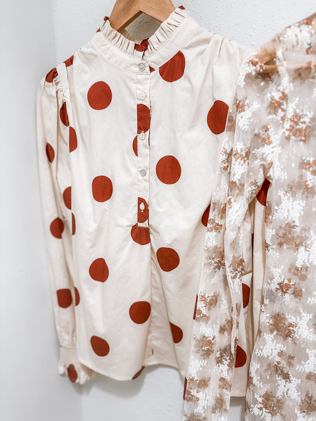Cherry Wood Polka Dot Poplin Shirt