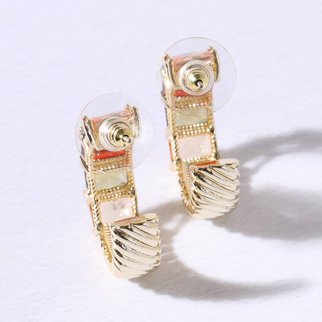 Multicolored CZ Circle Hoop Earring