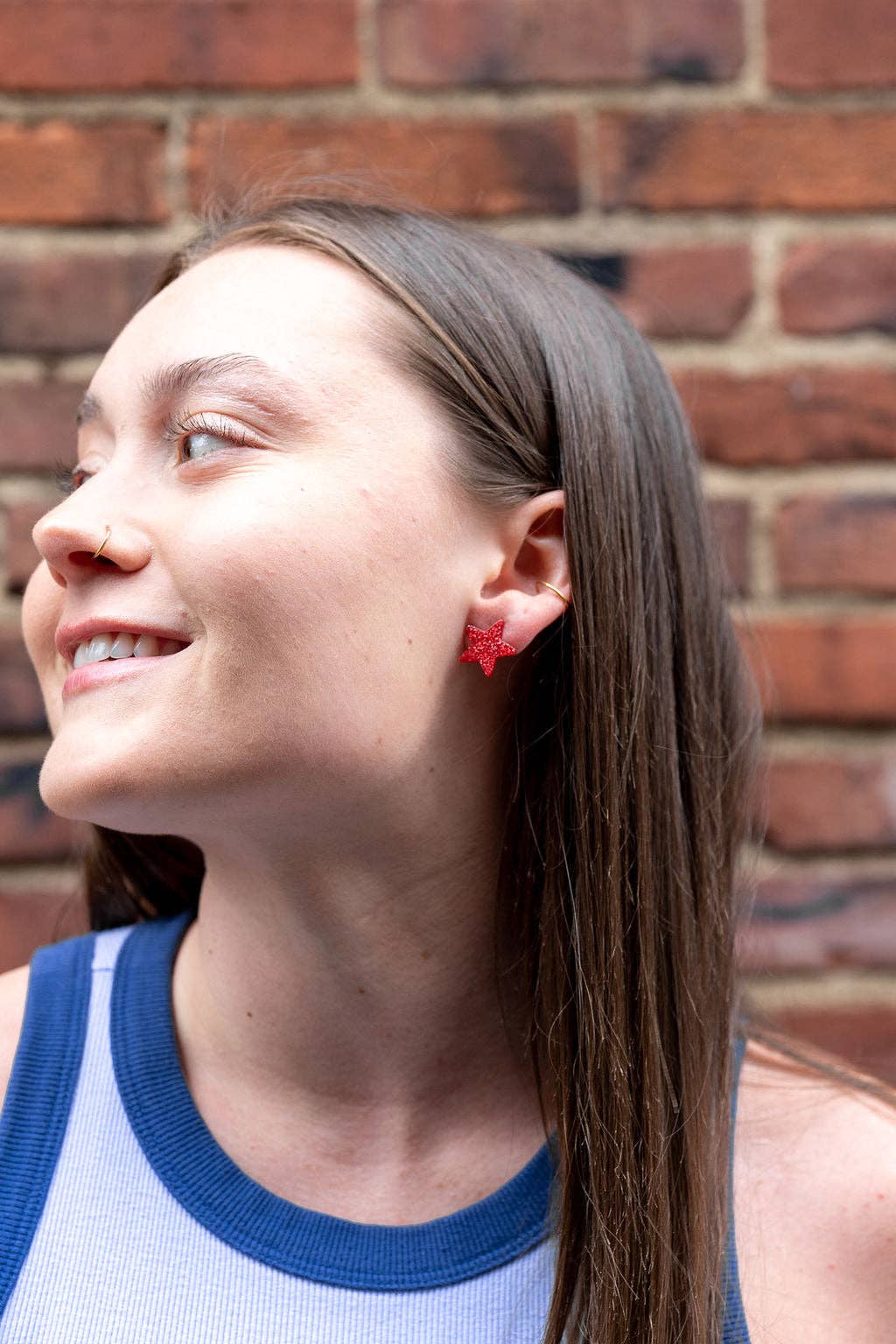 Red Liberty Star Studs