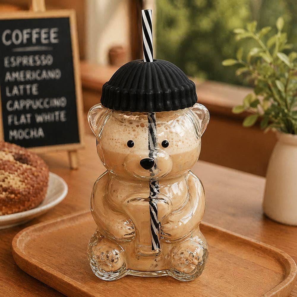 Black Cute Bear Shaped Glass