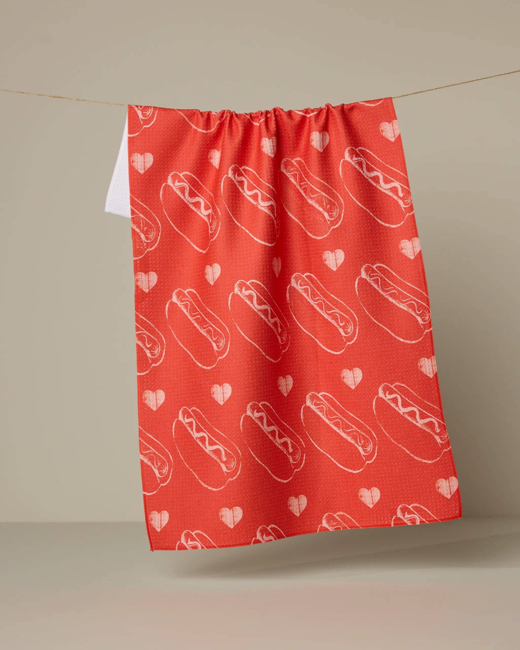 Red Lovely Franks Tea Towel