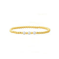 Three Small Pearls and Gold Beaded Bracelet