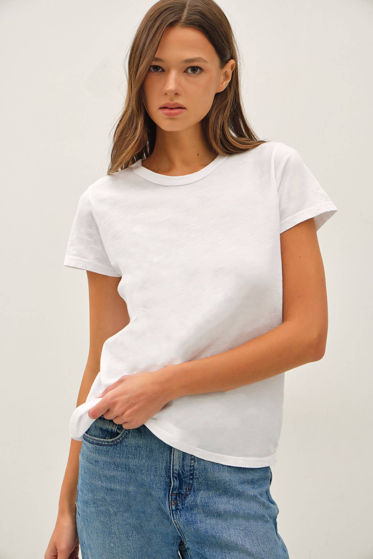 White Cotton Slub Tee