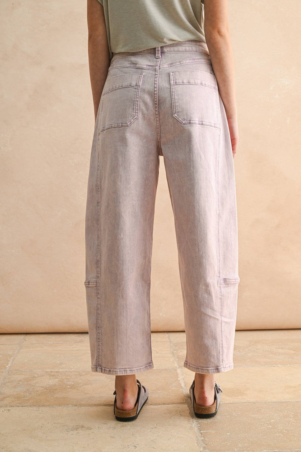 Lilac Pop Color Barrel Pants