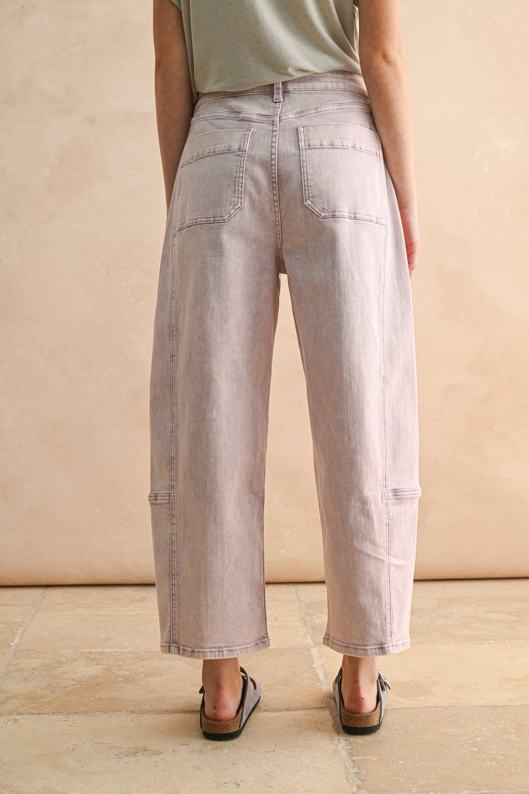 Lilac Pop Color Barrel Pants