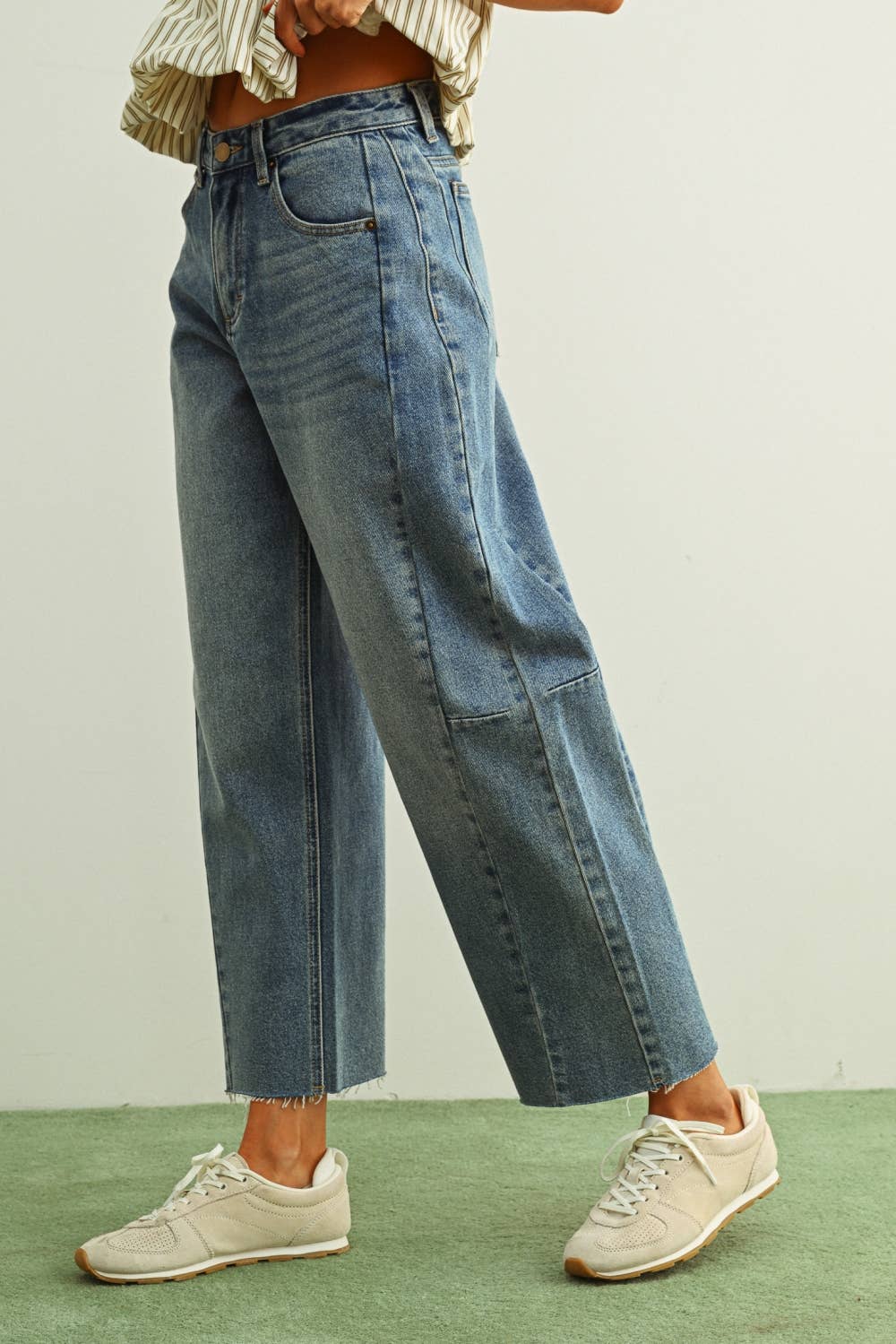 Denim Medium Wash Barrel Pant