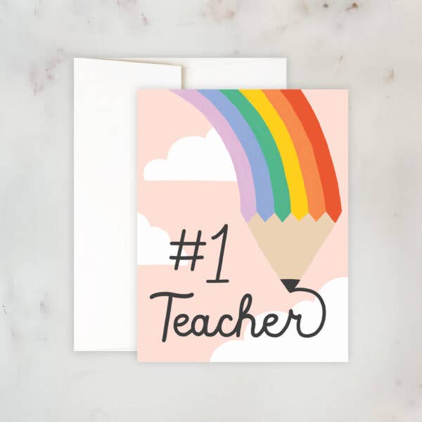 Rainbow Pencil Teacher Appreciation Greeting Card