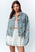 Football Embroidered Denim Jacket